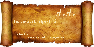 Adamcsik Apolló névjegykártya